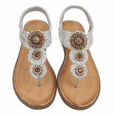 Zilveren teensandalen met sierlijke boho-details-Annalize_