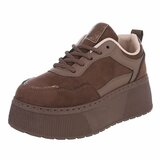 Bruine plateau sneakers met metallic details-Radon_