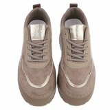 Kaki plateau sneakers met metallic details-Radon_