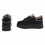 Zwarte sneakers met strassdetails en plateauzool-Marcy_