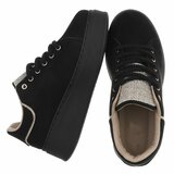 Zwarte sneakers met strassdetails en plateauzool-Marcy_