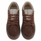 Bruine sneakers met strassdetails en plateauzool-Marcy_