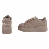 Kaki sneakers met strassdetails en plateauzool-Marcy_