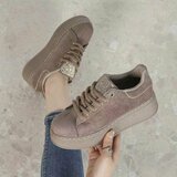 Kaki sneakers met strassdetails en plateauzool-Marcy_