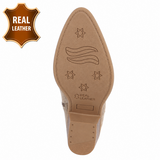 Taupe westernlaars van echt leer met sierstiksels-Brinda_