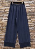 Donkerblauwe viscose set met gehaakte details_