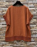 Terracotta viscose set met gehaakte details_