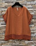 Terracotta viscose set met gehaakte details_
