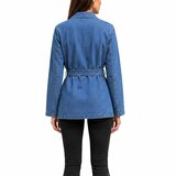 Blauwe denim blazer met strikceintuur_