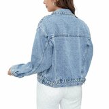 Lichtblauw denim jack met studs en parels_