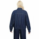 Donkerblauw denim bomberjasje met elastische zoom_
