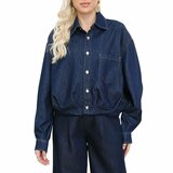 Donkerblauw denim bomberjasje met elastische zoom_
