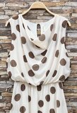 Cream midi jurk met stippen en watervalhals  SOLD OUT_