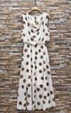 Cream midi jurk met stippen en watervalhals  SOLD OUT_