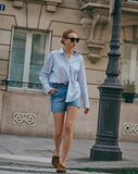 A-line denim short lichtblauw_