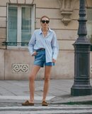 A-line denim short lichtblauw_