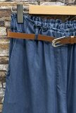 Donkerblauwe palazzo broek in lyocell denim met riem_