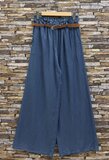Donkerblauwe palazzo broek in lyocell denim met riem_