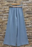 Lichtblauwe palazzo broek in lyocell denim met riem_