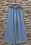 Lichtblauwe palazzo broek in lyocell denim met riem_