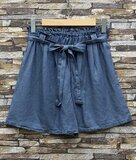 Lyocell denim short met strikceintuur – donkerblauw_