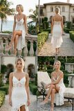 Witte kanten midi jurk met asymmetrische zoom_