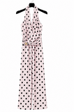 Polkadot jumpsuit met wijde pijpen-roze-zwart_