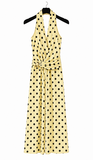 Polkadot jumpsuit met wijde pijpen-geel-zwart_
