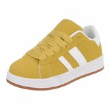 Gele lage sneaker Hesly met witte strepen_