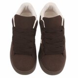Bruine lage sneaker Hesly met beige strepen_
