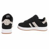 Zwarte lage sneaker Hesly met leopard strepen_