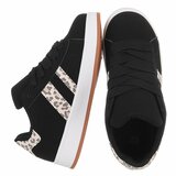 Zwarte lage sneaker Hesly met leopard strepen_