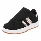 Zwarte lage sneaker Hesly met leopard strepen_