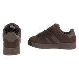 Donkerbruine lage sneaker Hesly met strepen_