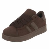 Donkerbruine lage sneaker Hesly met strepen_
