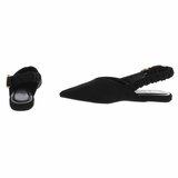 Zwarte suède slingback pumps met puntneus en elastische hielband-Lizza_