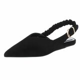 Zwarte suède slingback pumps met puntneus en elastische hielband-Lizza_