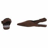Bruine suède slingback pumps met puntneus en elastische hielband-Lizza_