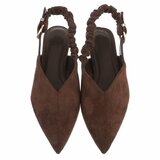 Bruine suède slingback pumps met puntneus en elastische hielband-Lizza_