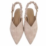 Kaki suède slingback pumps met puntneus en elastische hielband-Lizza_