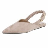 Kaki suède slingback pumps met puntneus en elastische hielband-Lizza_