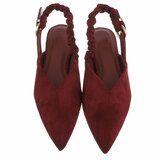 Bordeaux suède slingback pumps met puntneus en elastische hielband-Lizza_