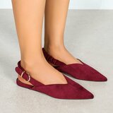 Bordeaux suède slingback pumps met puntneus en elastische hielband-Lizza_