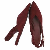 Bordeaux suède slingback pumps met puntneus en elastische hielband-Lizza_