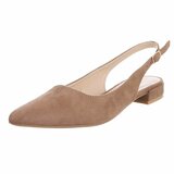 Taupe suède slingback pumps met puntneus en lage hak-Marylise_