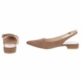 Taupe suède slingback pumps met puntneus en lage hak-Marylise_