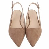 Taupe suède slingback pumps met puntneus en lage hak-Marylise_