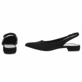 Zwarte suède slingback pumps met puntneus en lage hak-Marylise_