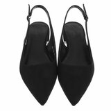 Zwarte suède slingback pumps met puntneus en lage hak-Marylise_