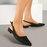 Zwarte suède slingback pumps met puntneus en lage hak-Marylise_